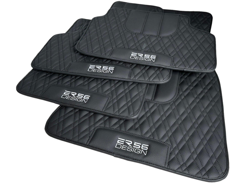 Floor Mats For BMW 2 Series U06 (2022-2026) Black Leather Er56 Design Custom Fit Premium Velour Floor Mats