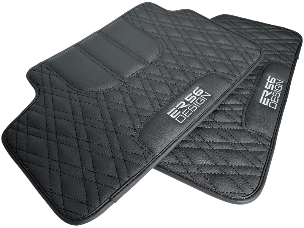 Floor Mats For BMW 2 Series U06 (2022-2026) Black Leather Er56 Design Custom Fit Premium Velour Floor Mats
