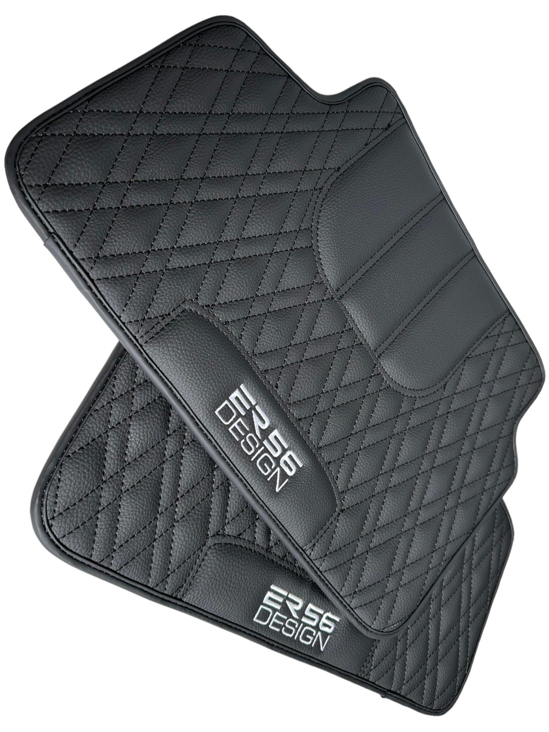 Floor Mats For BMW 2 Series U06 (2022-2026) Black Leather Er56 Design Custom Fit Premium Velour Floor Mats