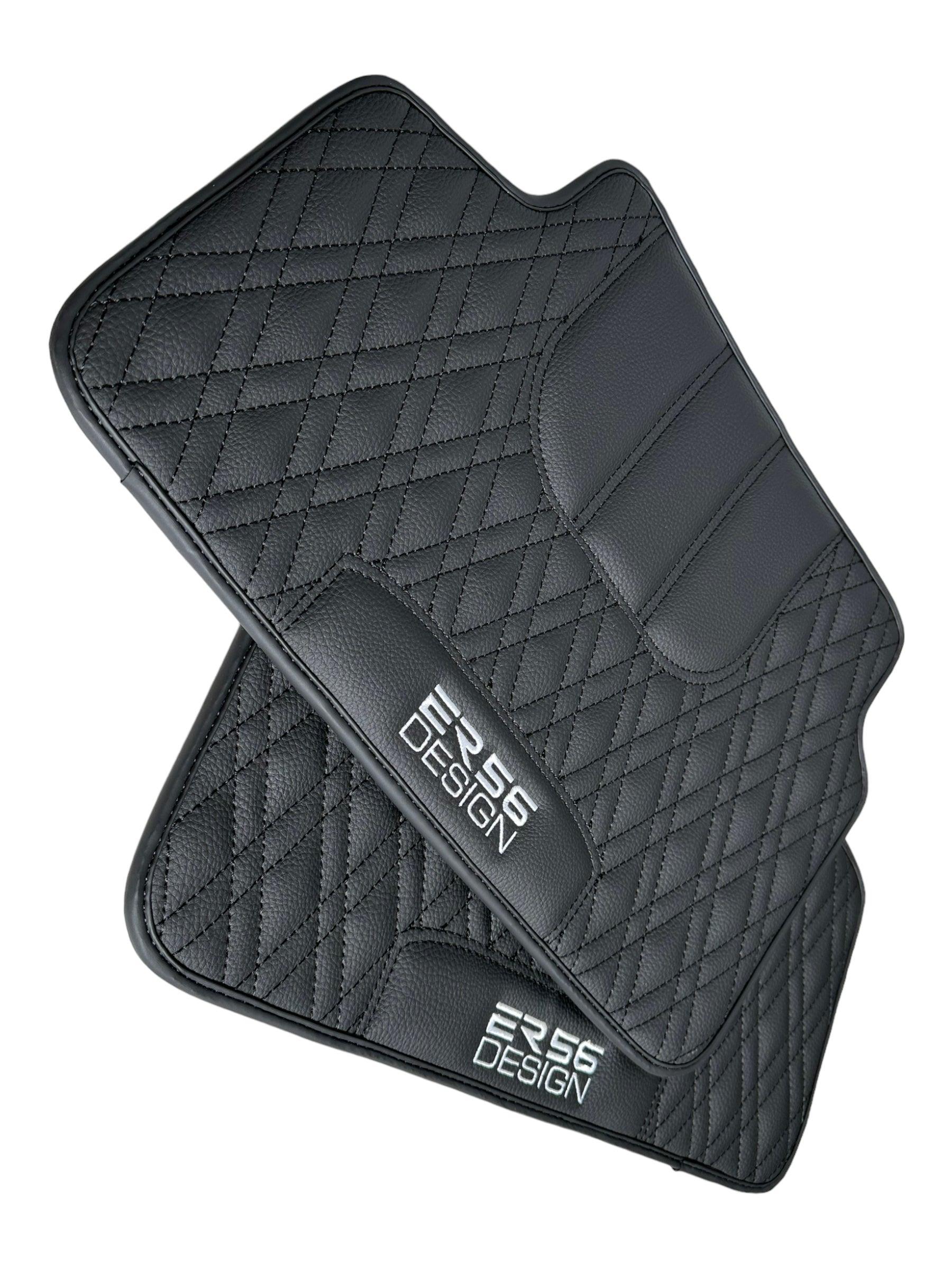 Floor Mats For BMW 2 Series U06 (2022-2026) Black Leather Er56 Design Custom Fit Premium Velour Floor Mats