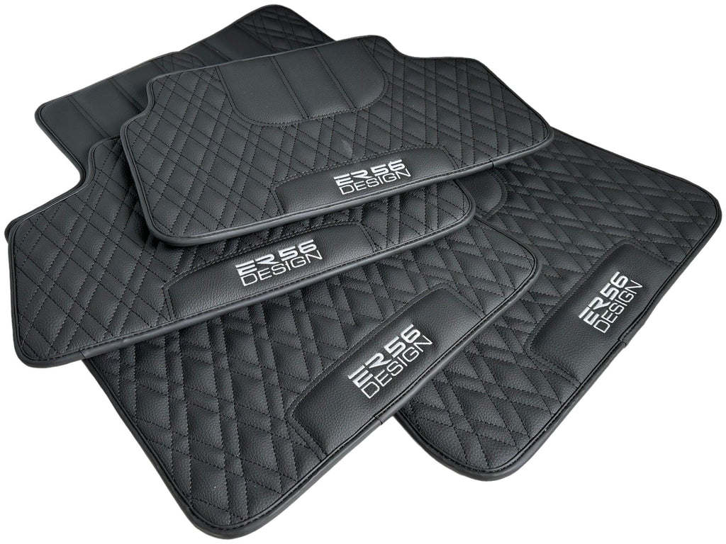 Floor Mats For BMW 2 Series U06 (2022-2026) Black Leather Er56 Design Custom Fit Premium Velour Floor Mats