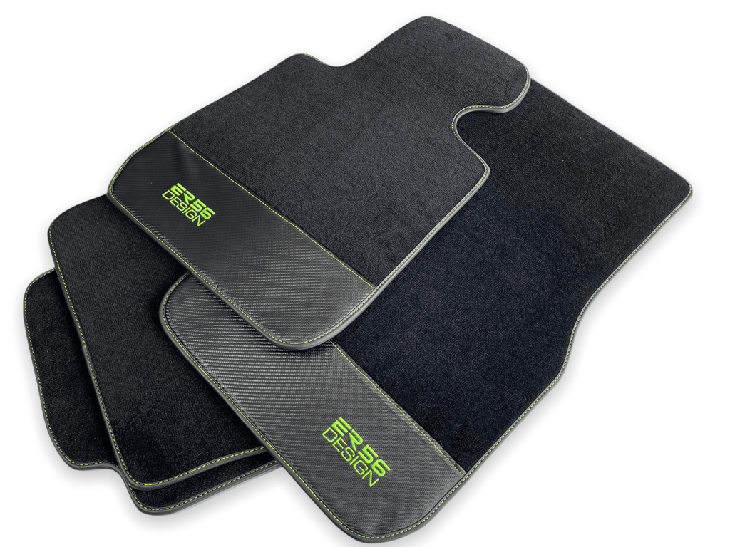 Floor Mats For BMW M5 G90 (2023-2026) Sedan Carbon Leather Er56 Design Custom Fit Premium Velour Floor Mats