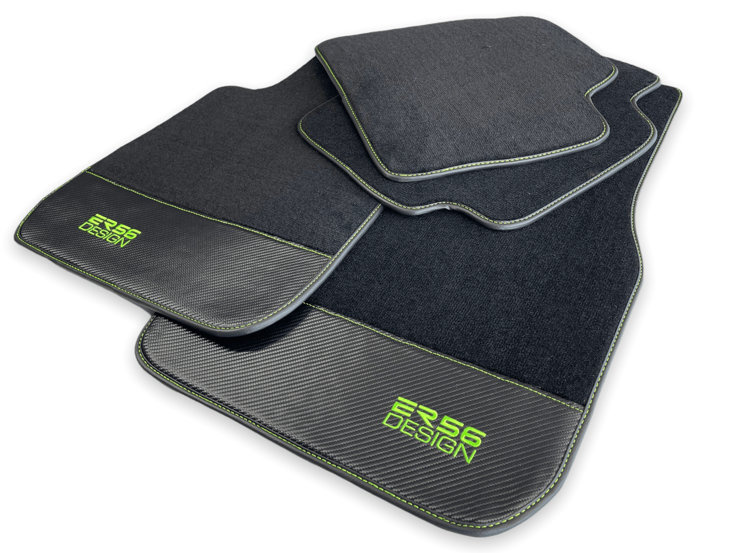 Floor Mats For BMW 2 Series U06 (2022-2026) Carbon Leather Er56 Design Custom Fit Premium Velour Floor Mats