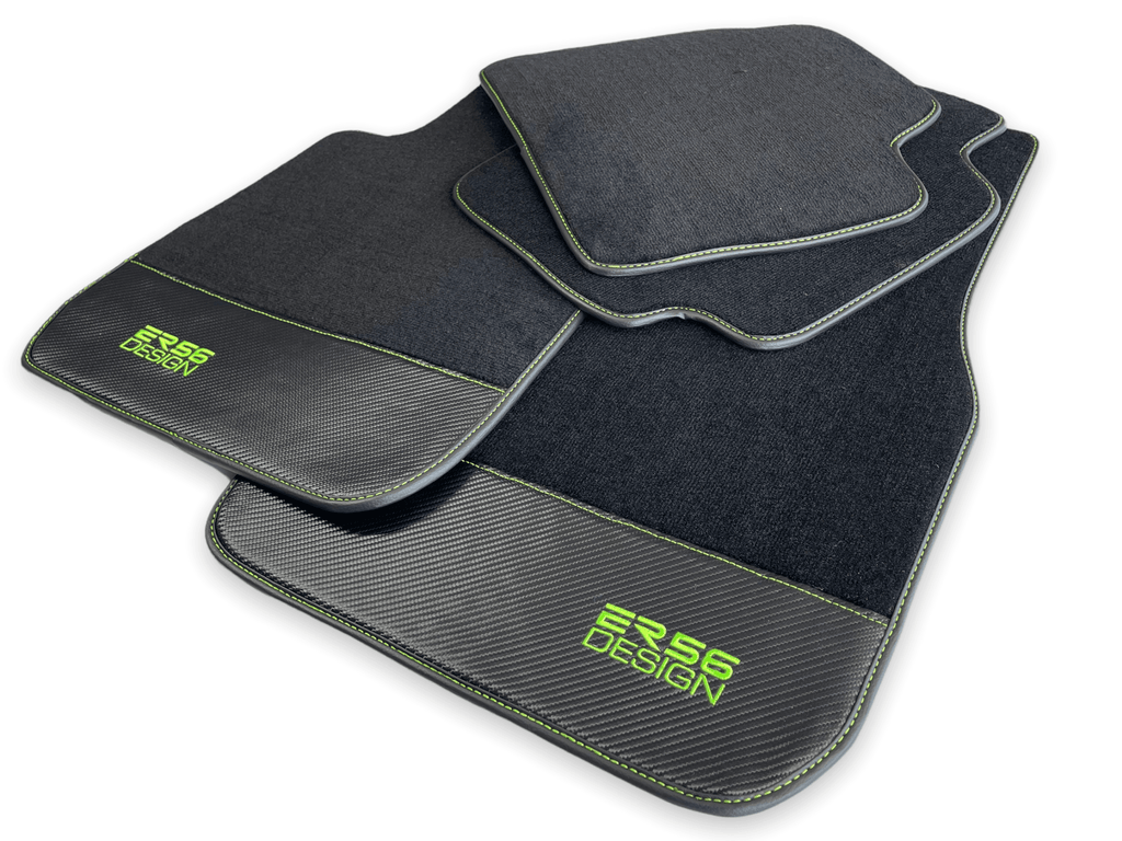Floor Mats For BMW G61 (2023-2026) Touring Carbon Leather Er56 Design Custom Fit Premium Velour Floor Mats