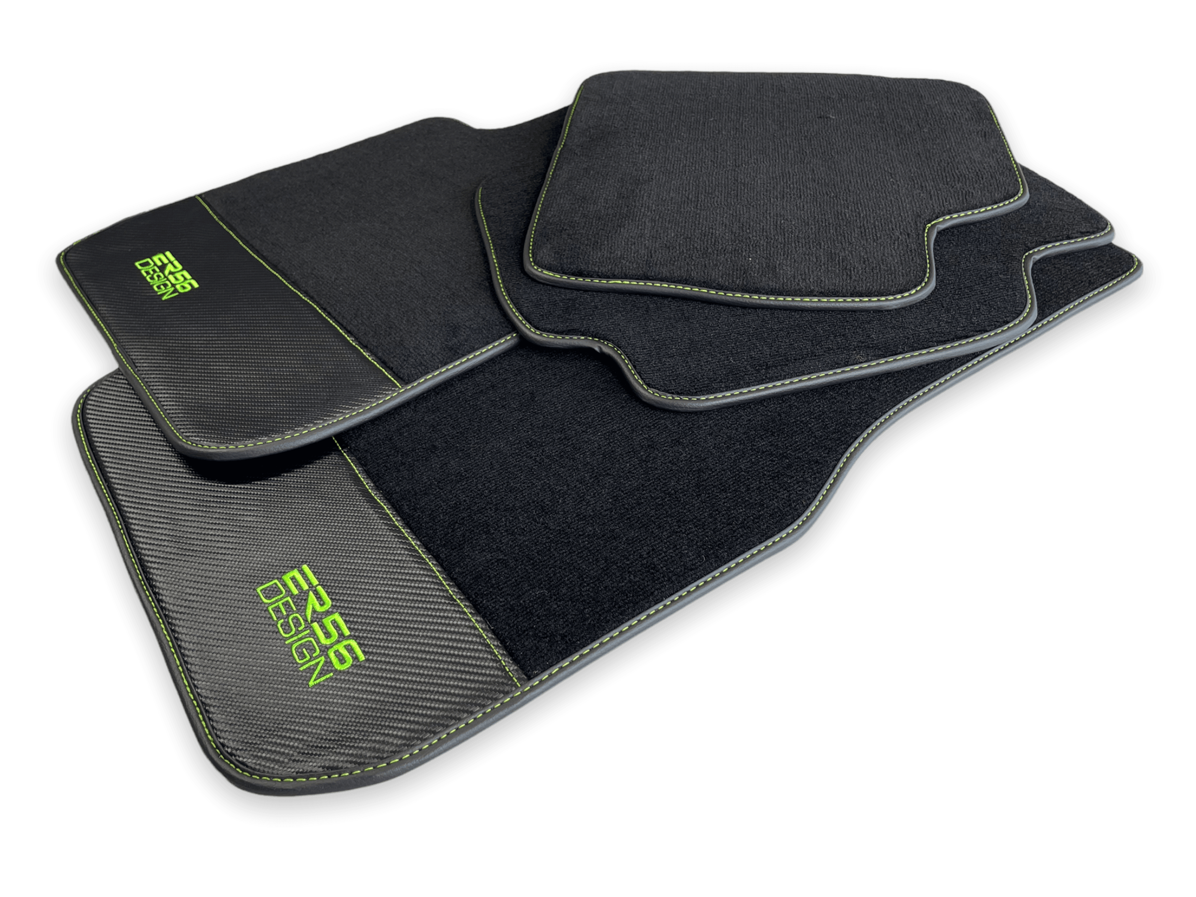 Floor Mats For BMW 2 Series U06 (2022-2026) Carbon Leather Er56 Design Custom Fit Premium Velour Floor Mats