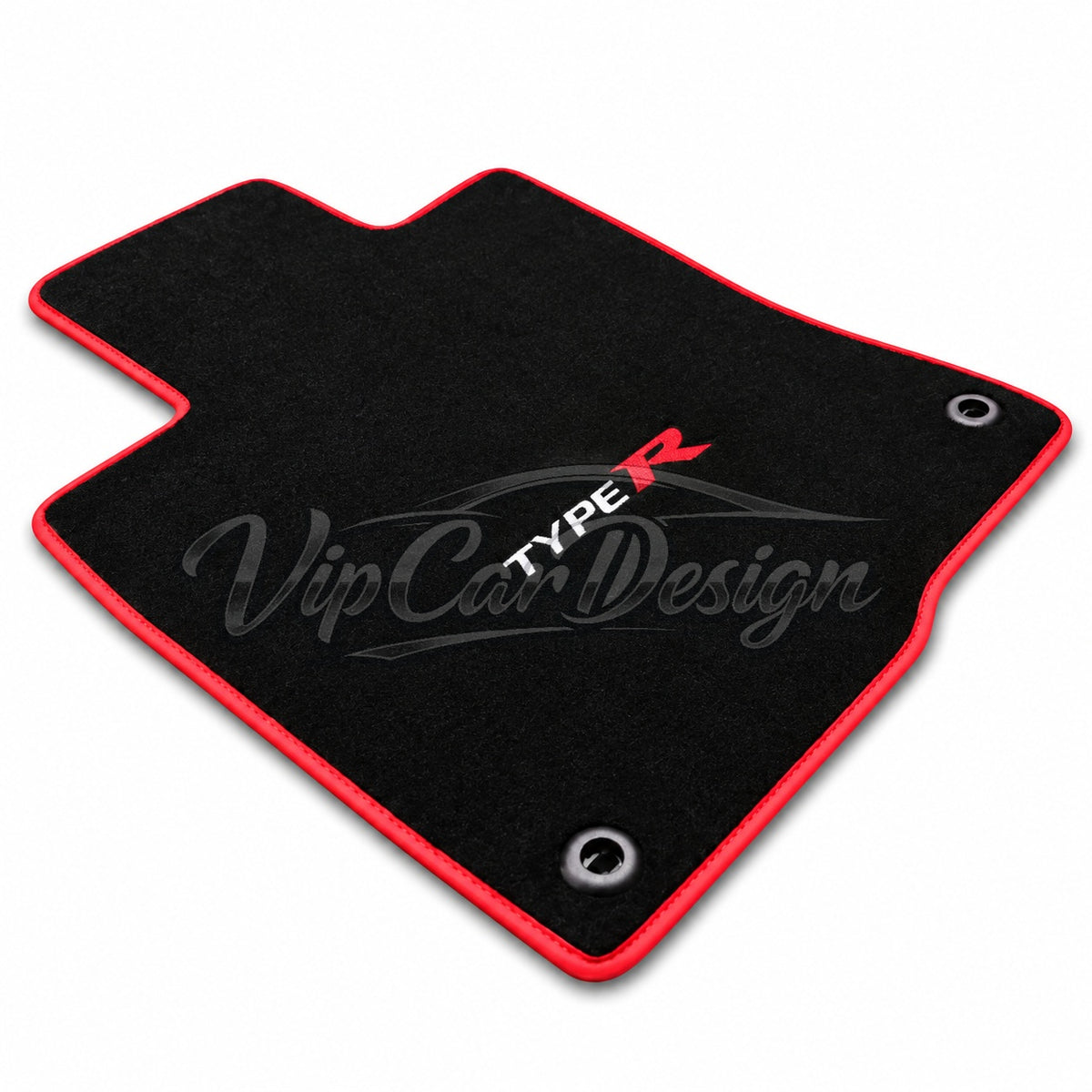 Honda Accord (2002-2007) Custom Fit Velour Floor Mats - Type R Logo - Driver Mat Close-Up | VipCarDesign