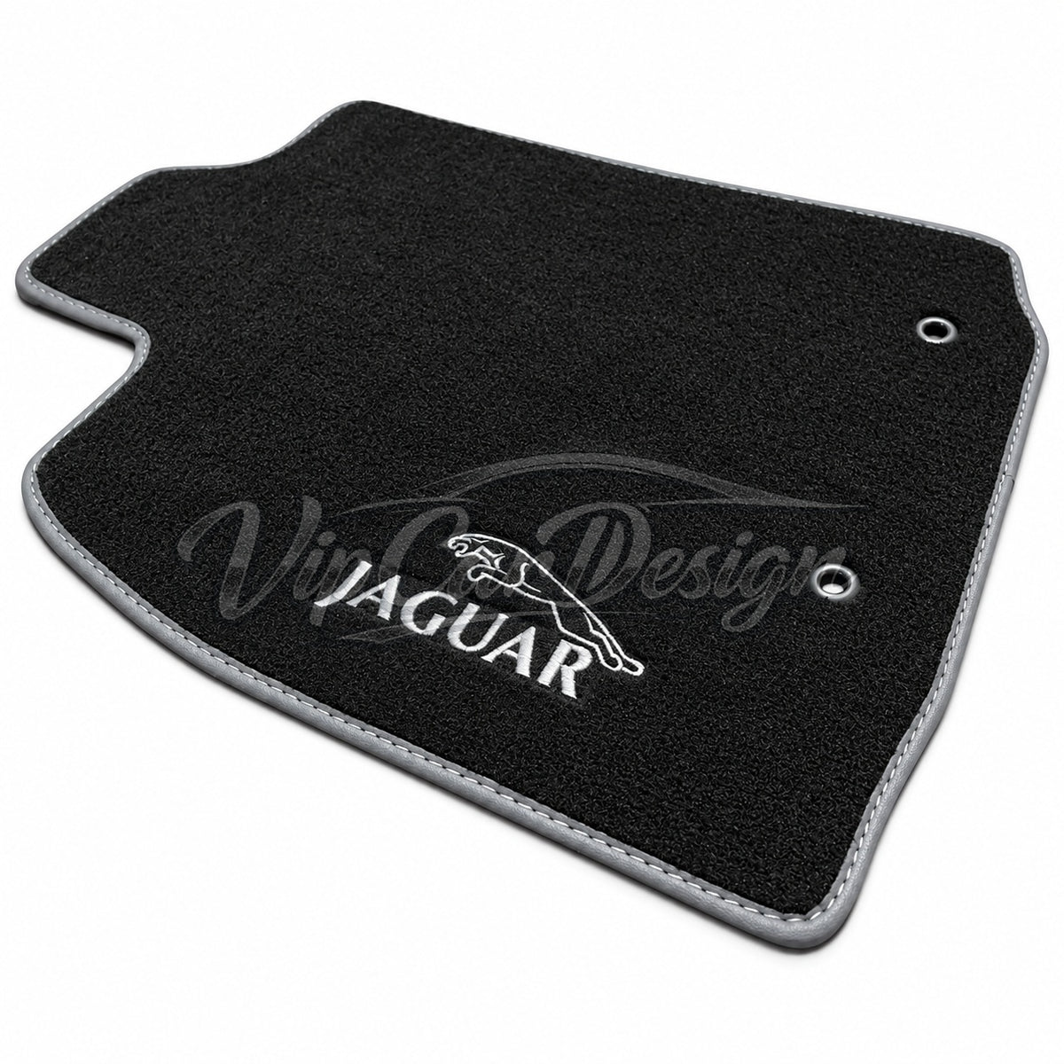 Jaguar F-Pace Custom Fit Floor Mats Jaguar Leaper Logo - Logo Embroidery Detail | VipCarDesign