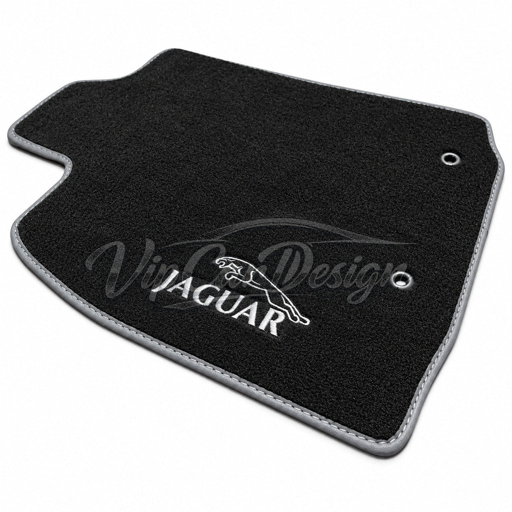 Jaguar I-Pace Custom Fit Floor Mats Jaguar Leaper Logo - Logo Embroidery Detail | VipCarDesign