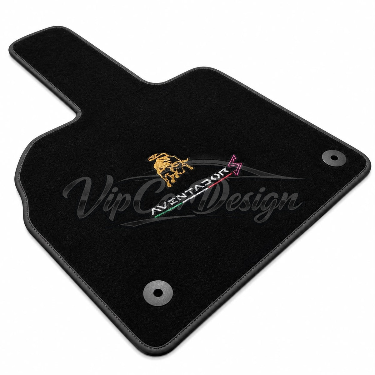 Lamborghini Aventador Custom Fit Floor Mats Aventador S Logo - Logo Embroidery Detail | VipCarDesign