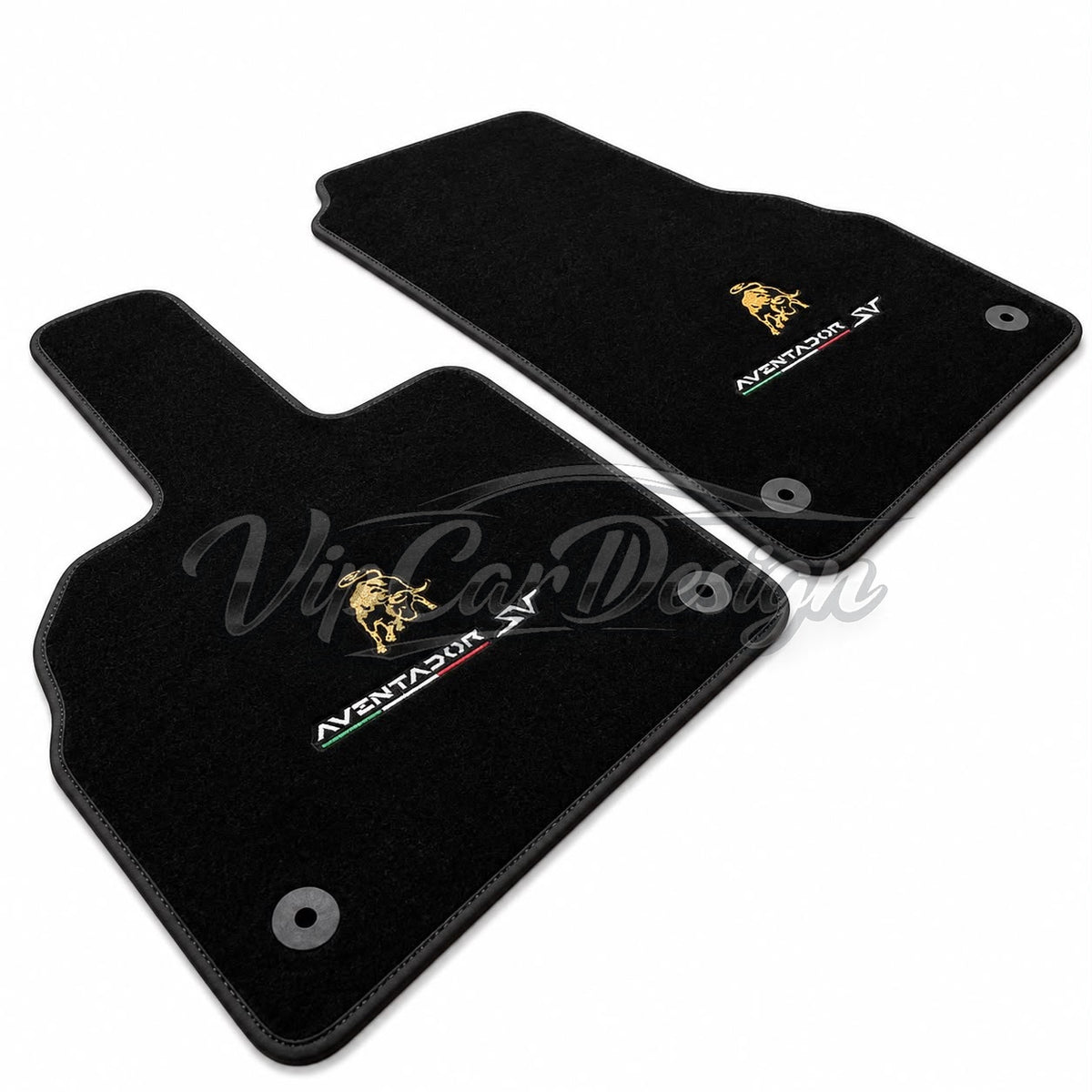 Lamborghini Aventador Custom Fit Floor Mats Aventador SV Logo - Complete Set Overview | VipCarDesign