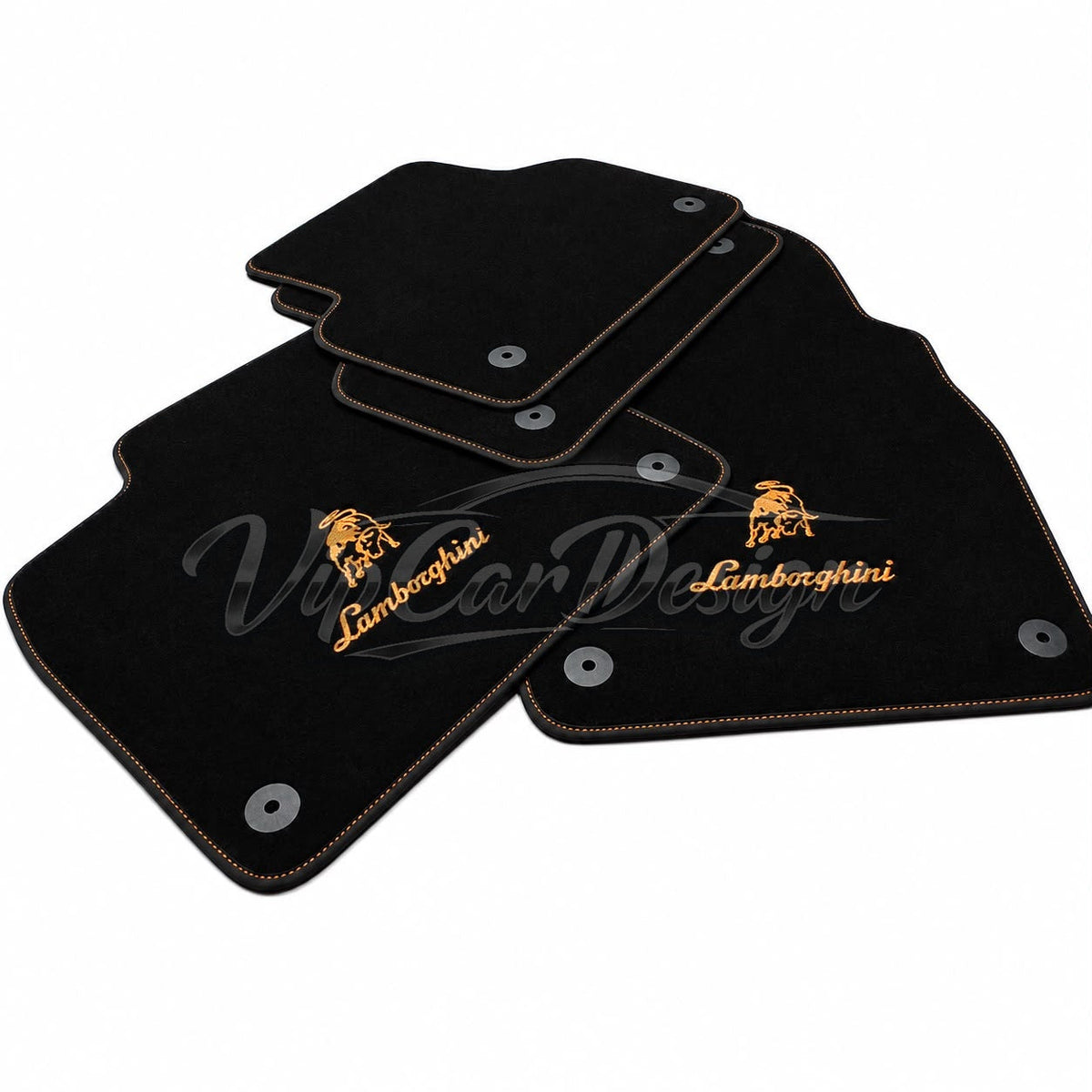 Lamborghini Diablo Custom Fit Floor Mats Lamborghini Script Logo - Complete Set Overview | VipCarDesign