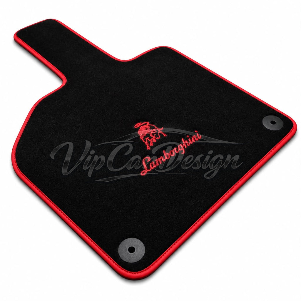 Lamborghini Diablo Custom Fit Floor Mats Lamborghini Script Logo - Logo Embroidery Detail | VipCarDesign