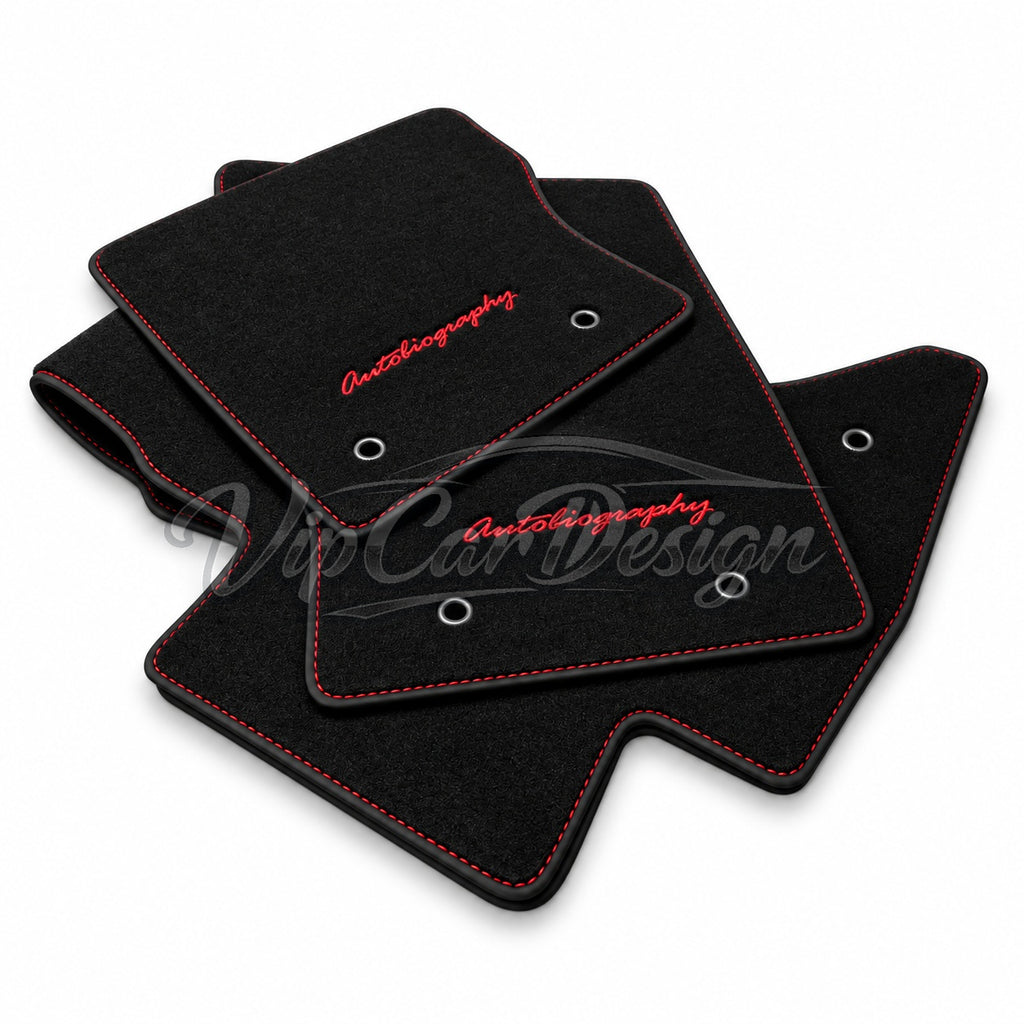 Land Rover Range Rover Evoque (2011-2018) Custom Fit Velour Floor Mats - Autobiography Logo - Embroidered Logo Detail | VipCarDesign