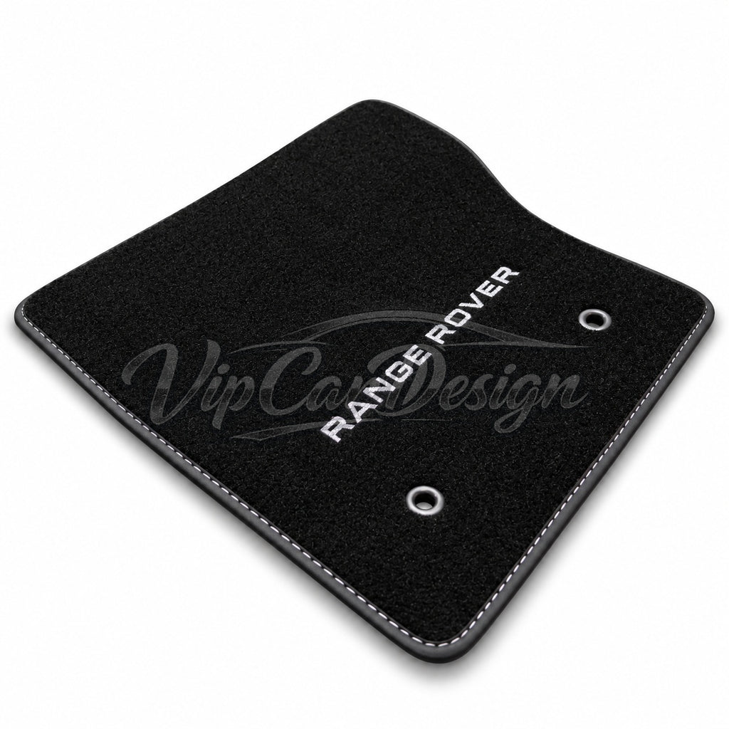 Land Rover Range Rover Evoque (2011-2018) Custom Fit Floor Mats Range Rover Logo - Logo Embroidery Detail | VipCarDesign