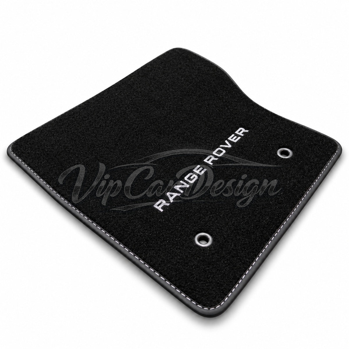 Land Rover Range Rover Evoque (2011-2018) Custom Fit Floor Mats Range Rover Logo - Logo Embroidery Detail | VipCarDesign