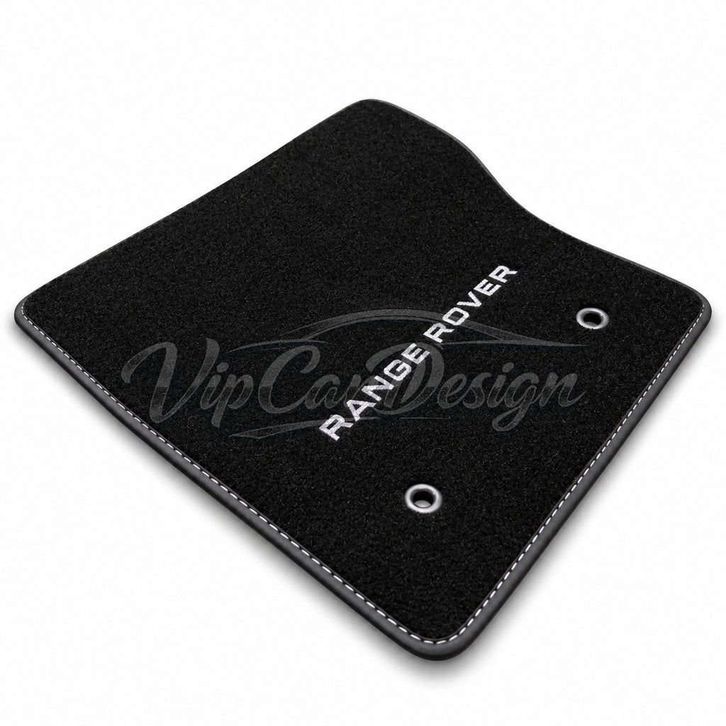 Land Rover Range Rover Evoque Coupe (2011-2018) Custom Fit Floor Mats Range Rover Logo - Logo Embroidery Detail | VipCarDesign