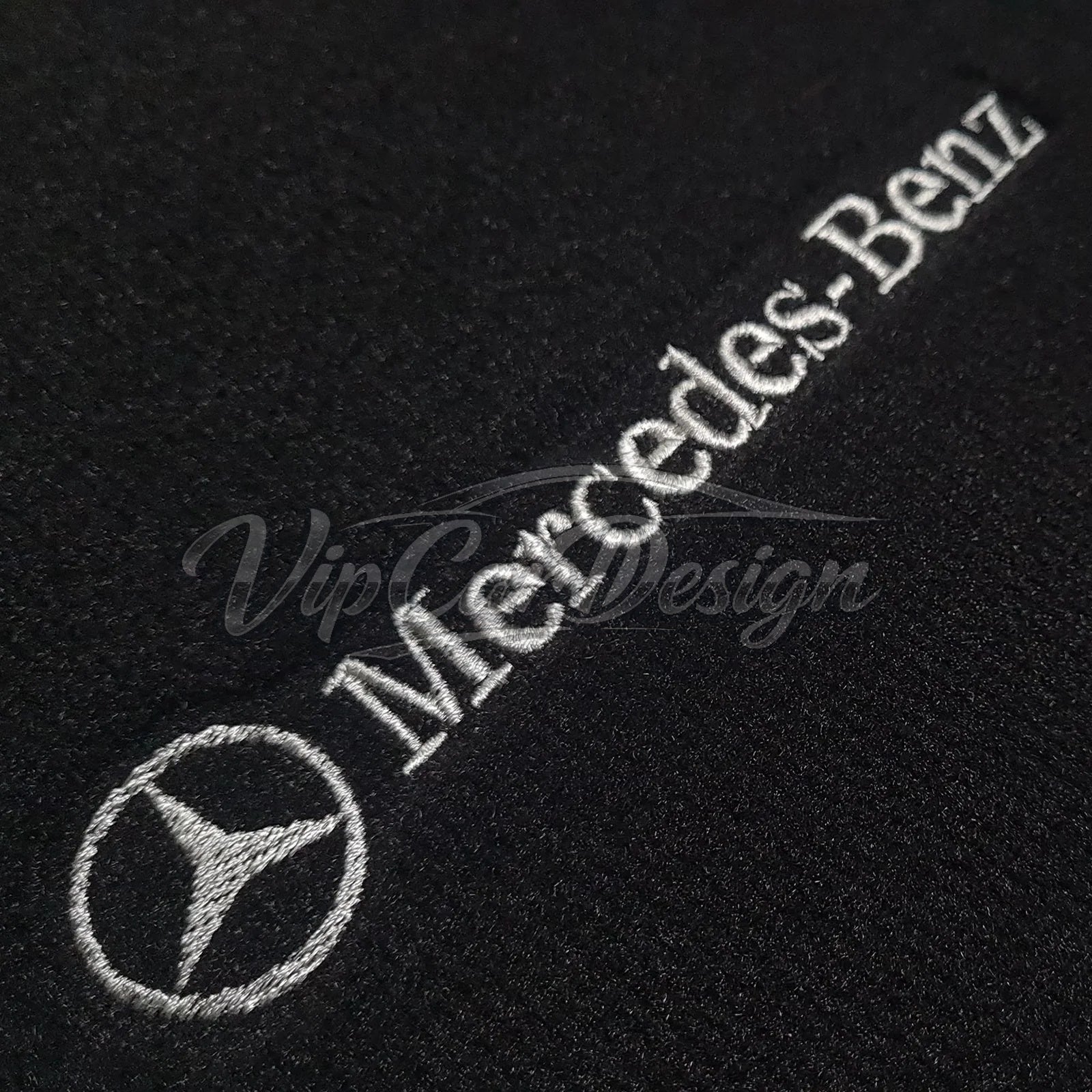 Mercedes-Benz GLC-Class X253 SUV Hybrid Trim Color (2019-2023) Custom Fit Floor Mats Mercedes-Benz Logo - Logo Embroidery Detail | VipCarDesign
