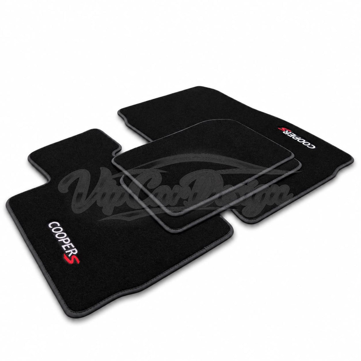 MINI Cabrio R57 (2007-2014) Custom Fit Velour Floor Mats - Cooper S Logo - Complete Set Overview | VipCarDesign