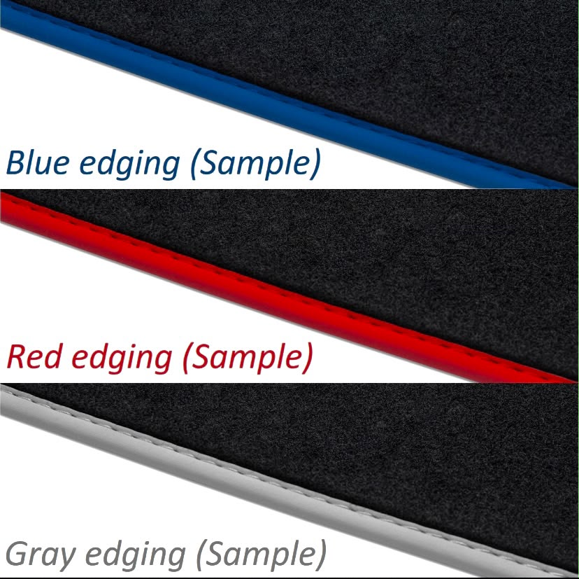 MINI Coupe R58 (2010+) Custom Fit Velour Floor Mats - John Cooper Works Logo - Red Edging - Edging Color Samples | VipCarDesign
