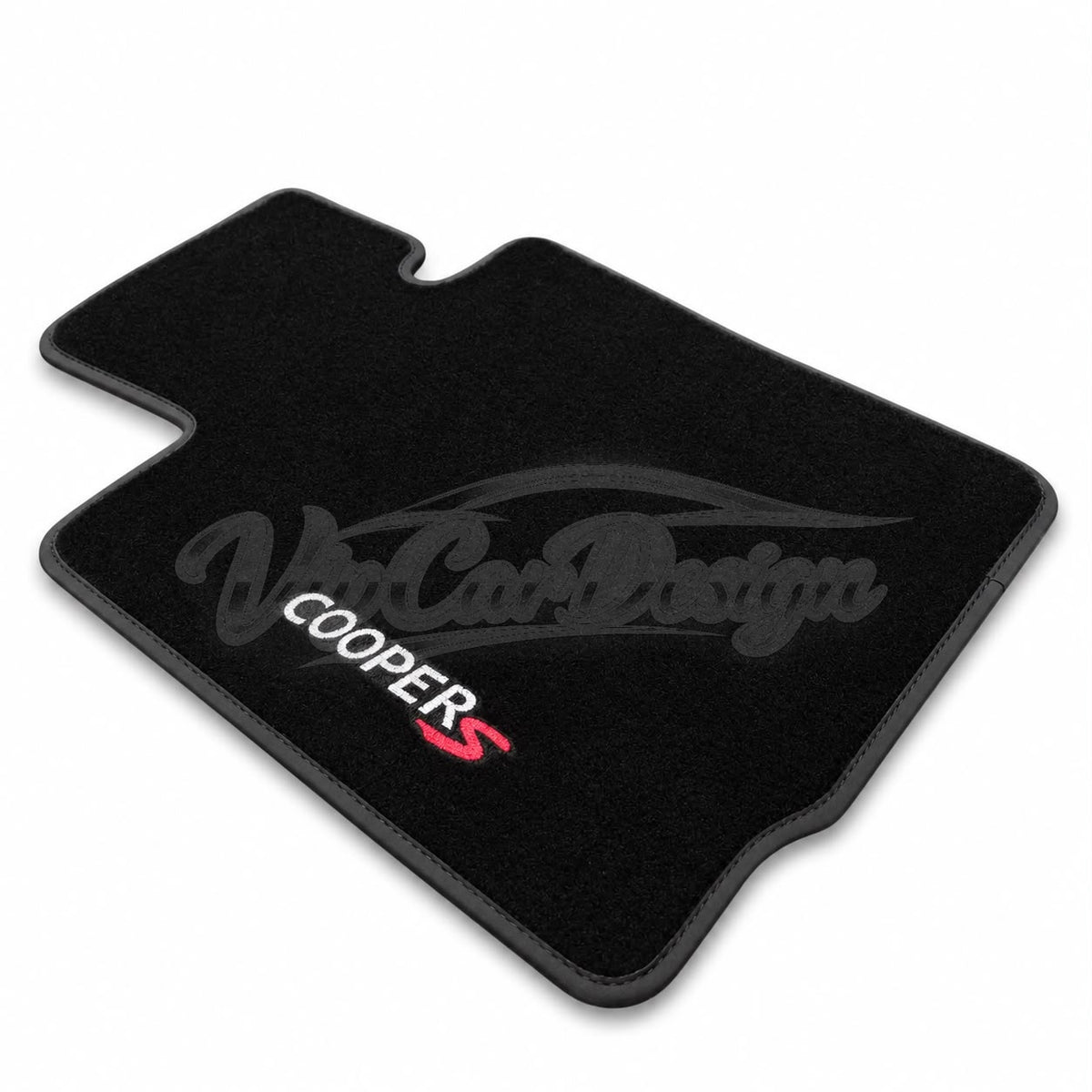 MINI Paceman (2013-2016) Custom Fit Velour Floor Mats - Cooper S Logo - Single Mat Detail | VipCarDesign