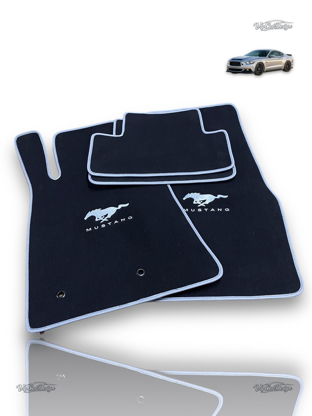 Ford Mustang (2015-2025) Custom Fit Floor Mats Mustang Logo - Front Floor Mats | VipCarDesign