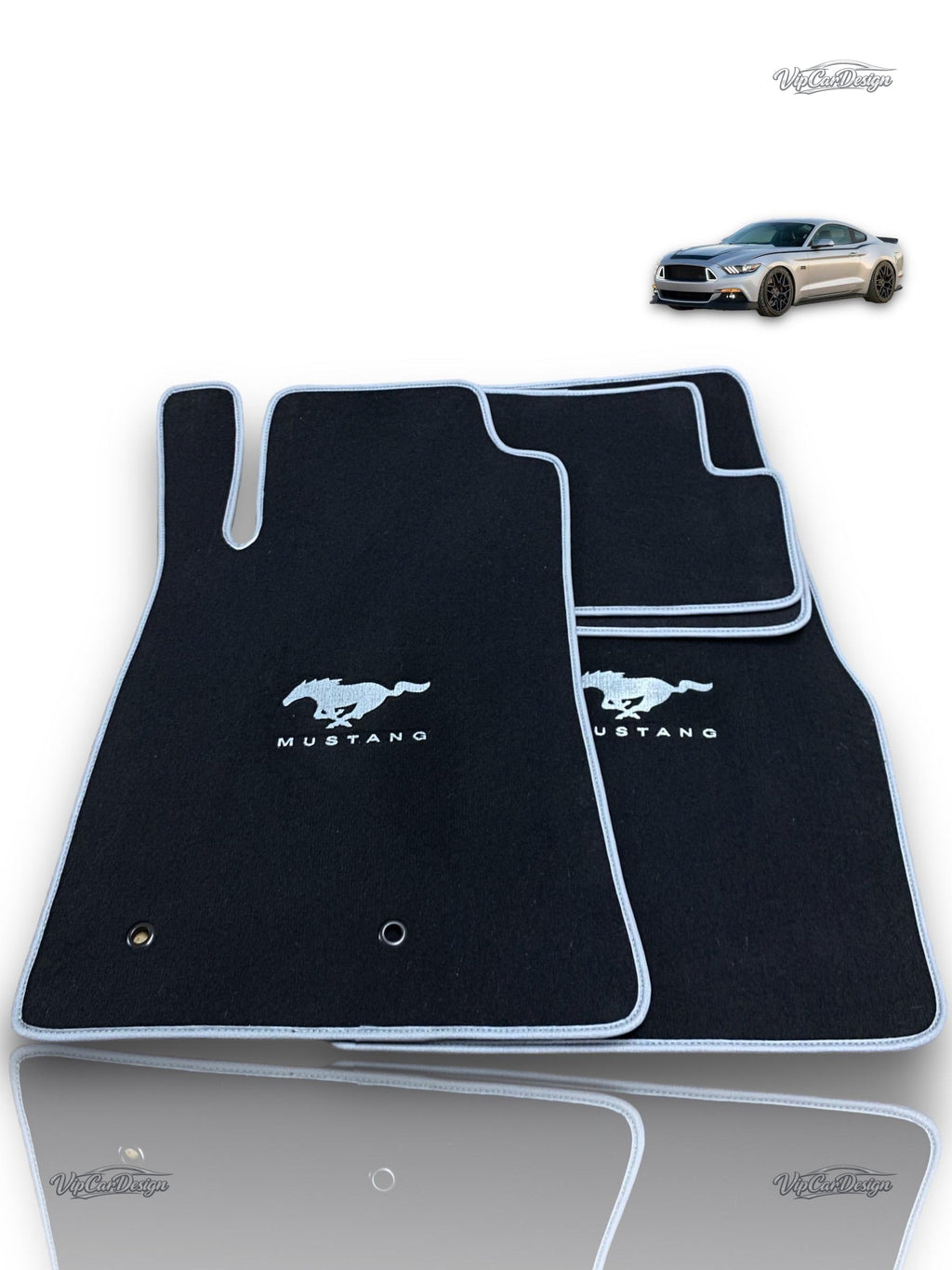 Ford Mustang (2005-2014) Custom Fit Floor Mats Mustang Logo - Mustang Logo Detail | VipCarDesign
