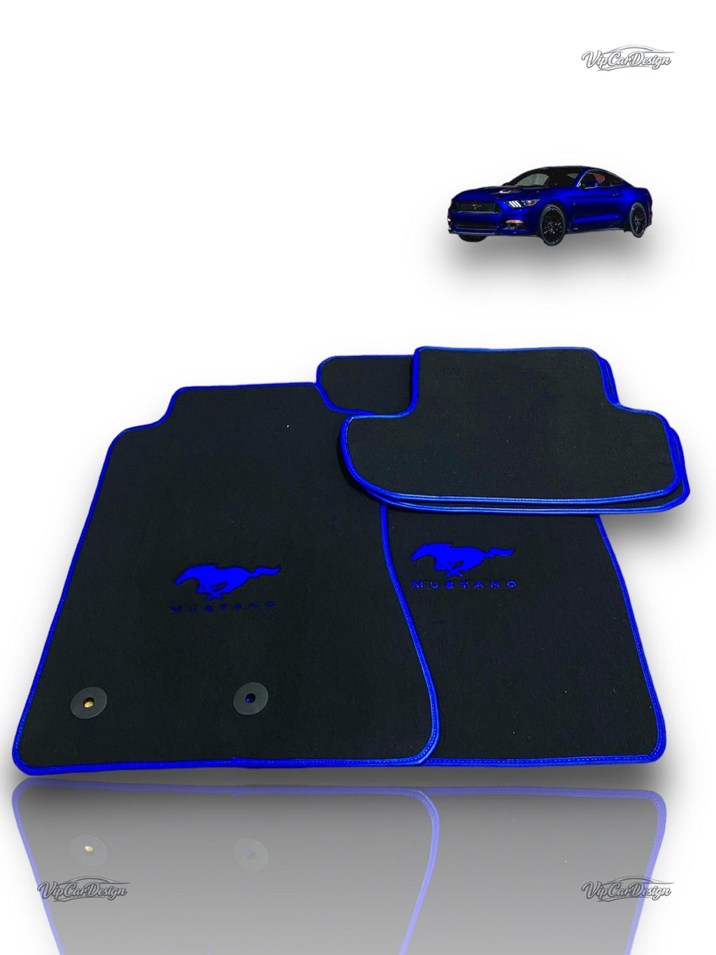 Ford Mustang (1979-1993) Custom Fit Floor Mats Mustang Logo - Full Set Angled View | VipCarDesign