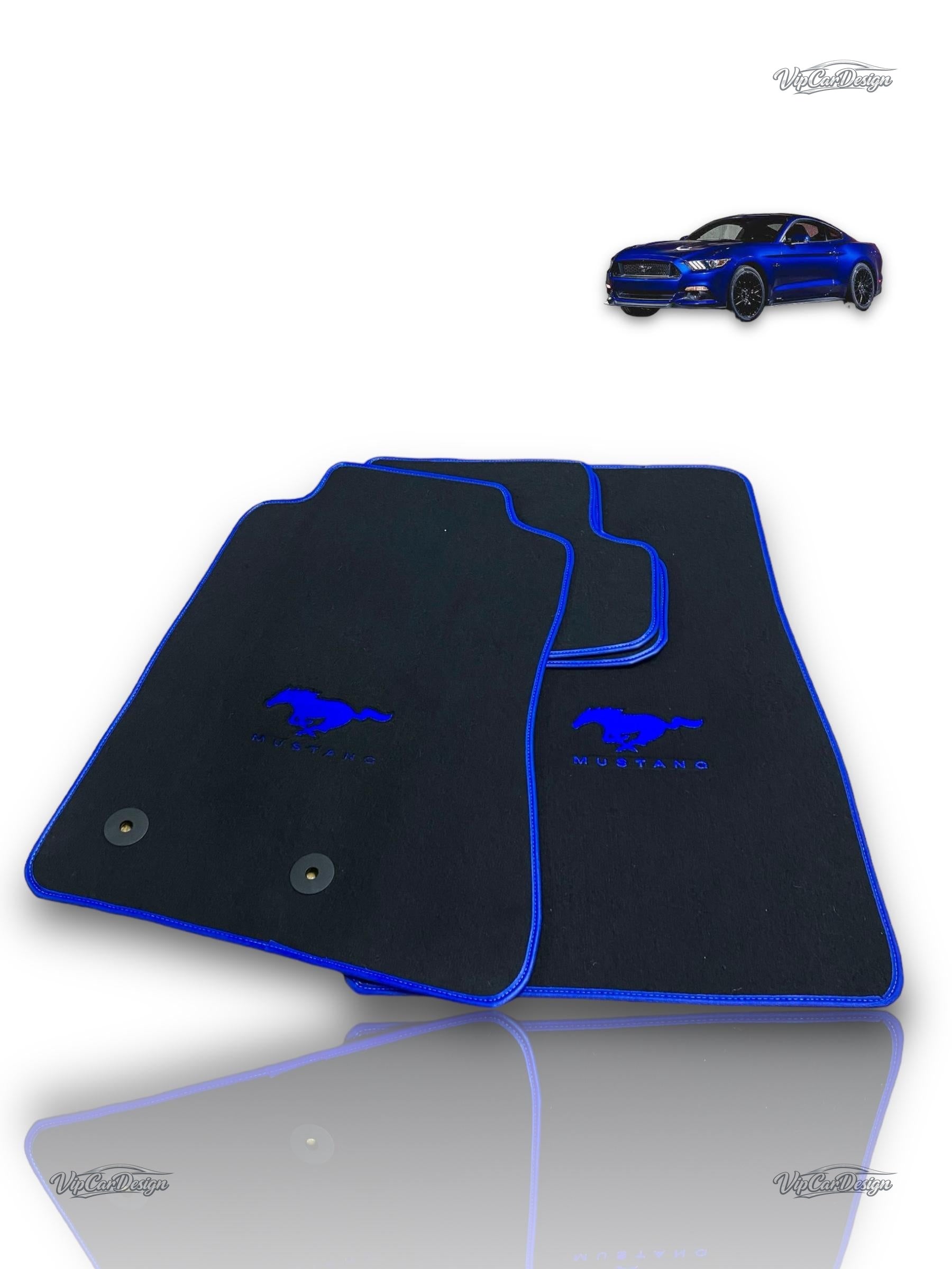Ford Mustang (1979-1993) Custom Fit Floor Mats Mustang Logo - Edge Color Detail | VipCarDesign