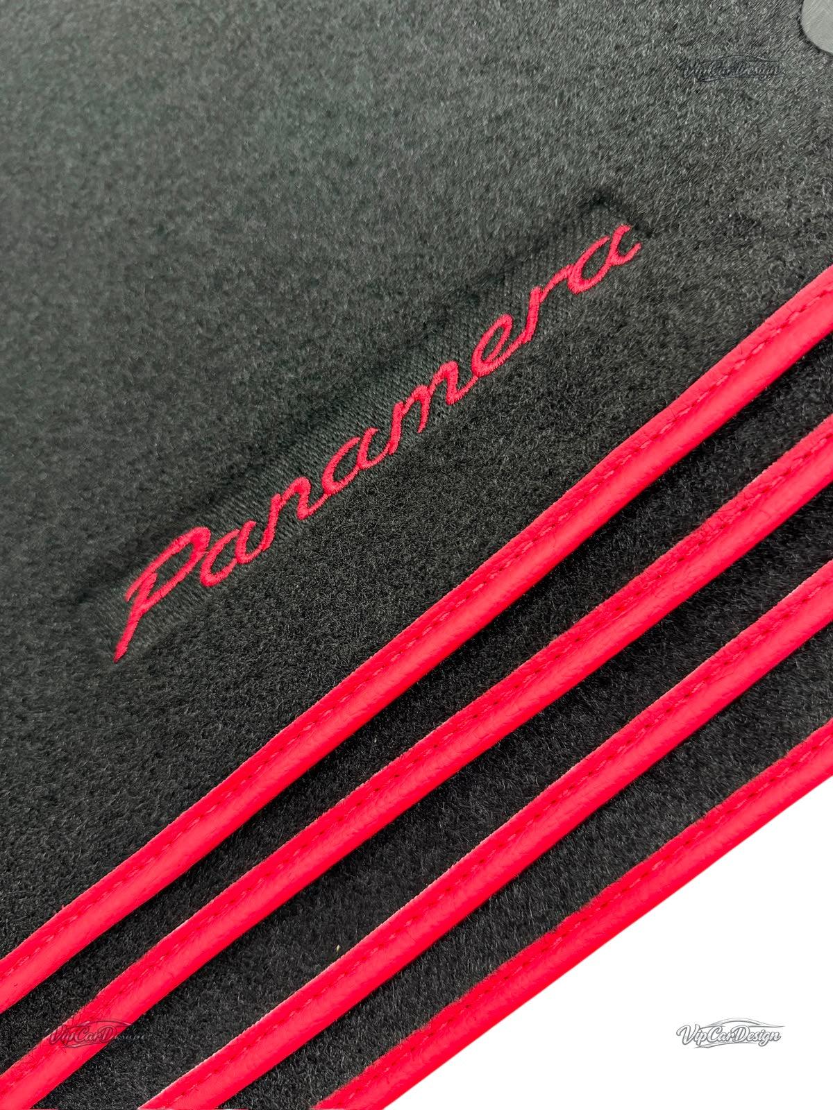 Porsche Panamera (2017-2023) Custom Fit Floor Mats Panamera Logo - Front Floor Mats | VipCarDesign