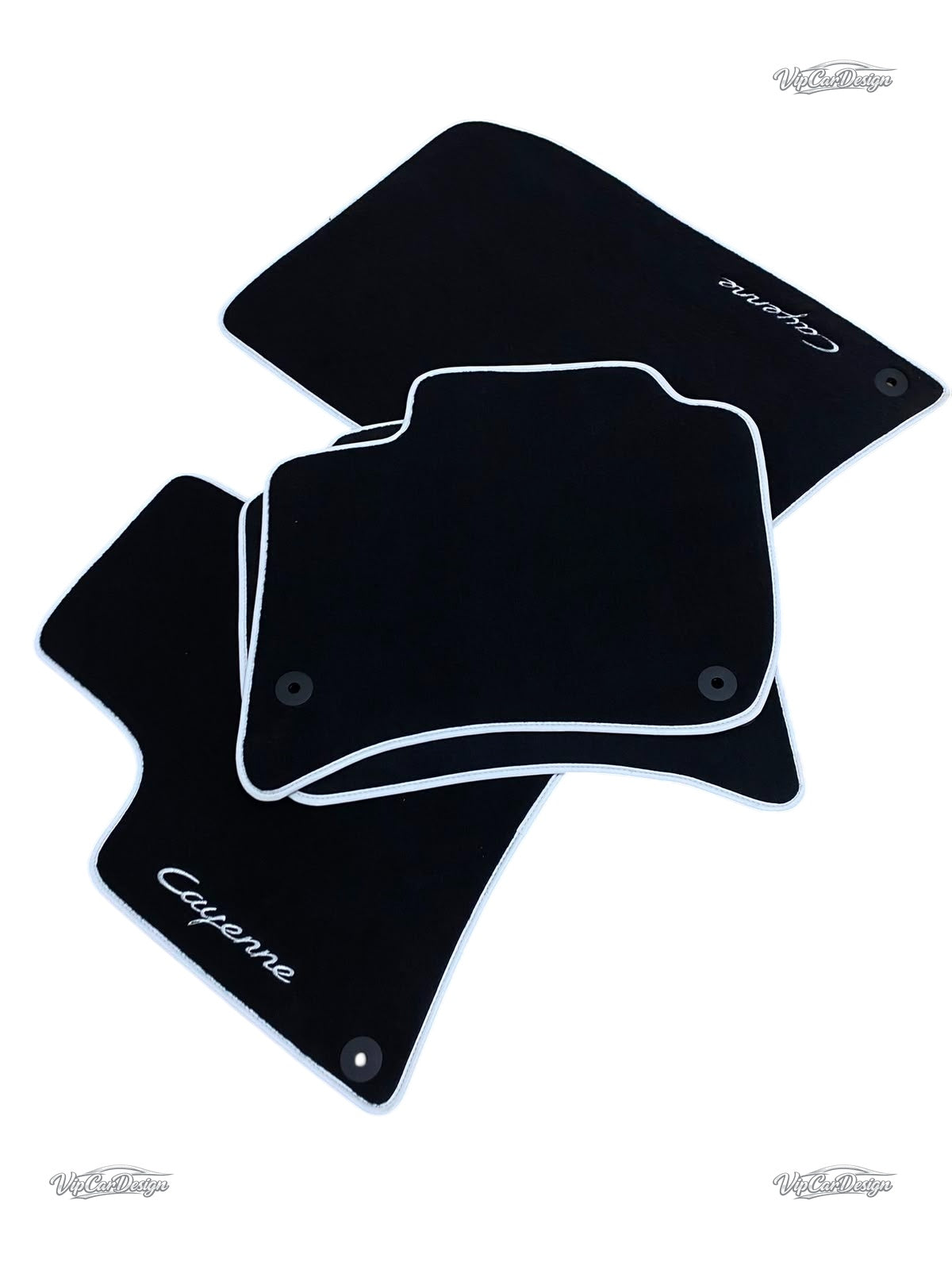 Porsche Cayenne (2010-2018) Custom Fit Floor Mats Cayenne Logo - Cayenne Logo Detail | VipCarDesign