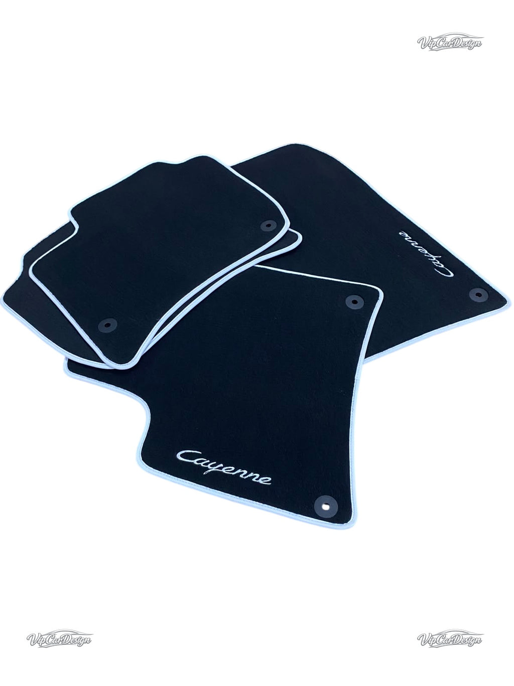 Porsche Cayenne (2010-2018) Custom Fit Floor Mats Cayenne Logo - Premium Velour Detail | VipCarDesign