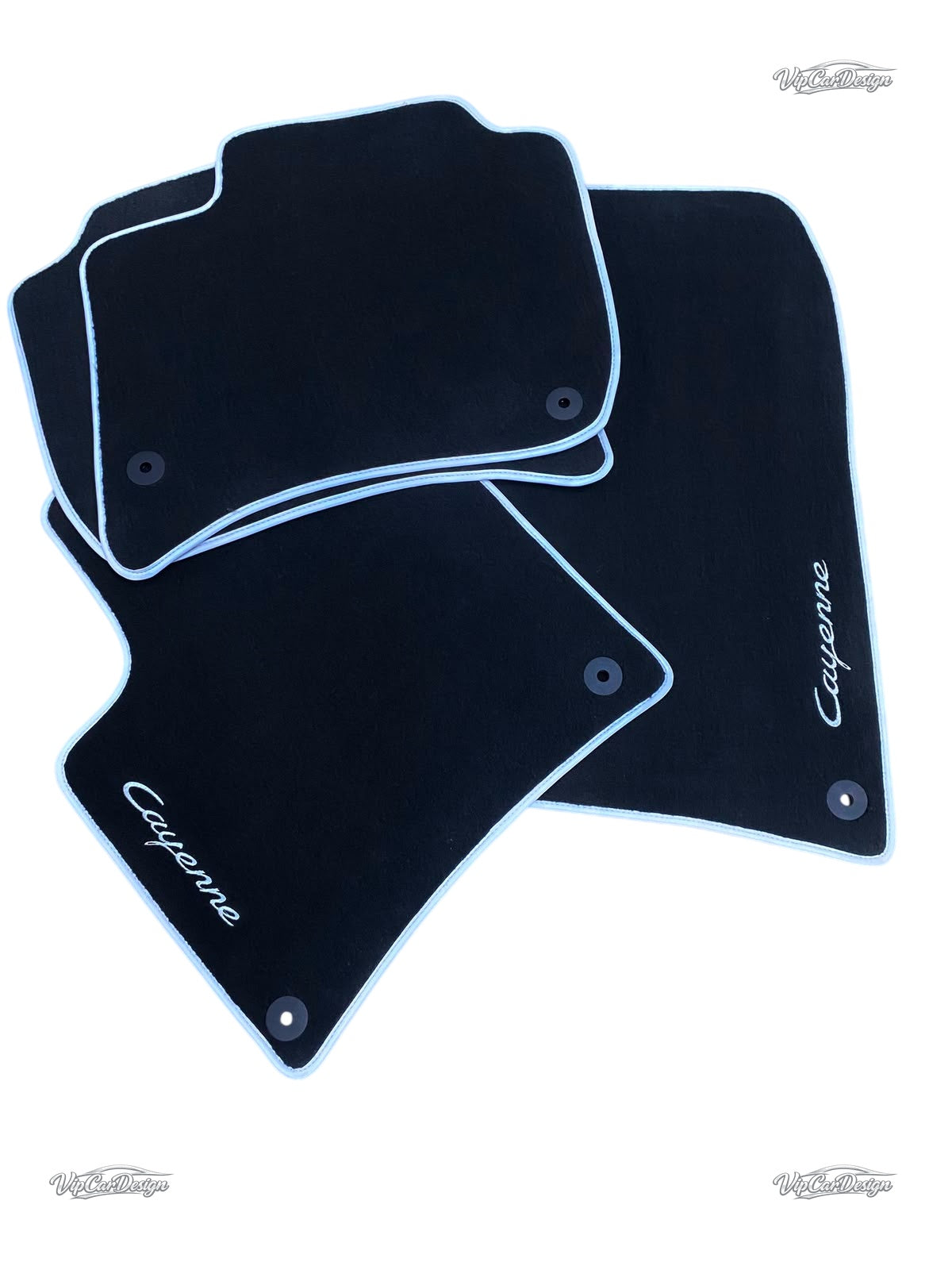 Porsche Cayenne (2010-2018) Custom Fit Floor Mats Cayenne Logo - Edge Color Detail | VipCarDesign