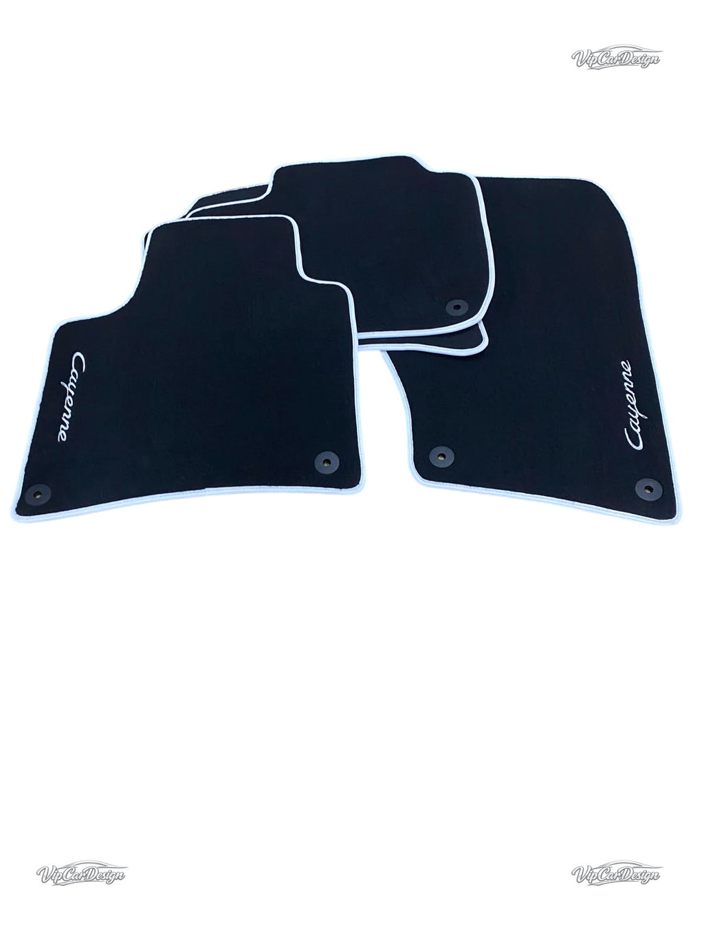 Porsche Cayenne (2003-2010) Custom Fit Floor Mats Cayenne Logo - Stitching Detail | VipCarDesign