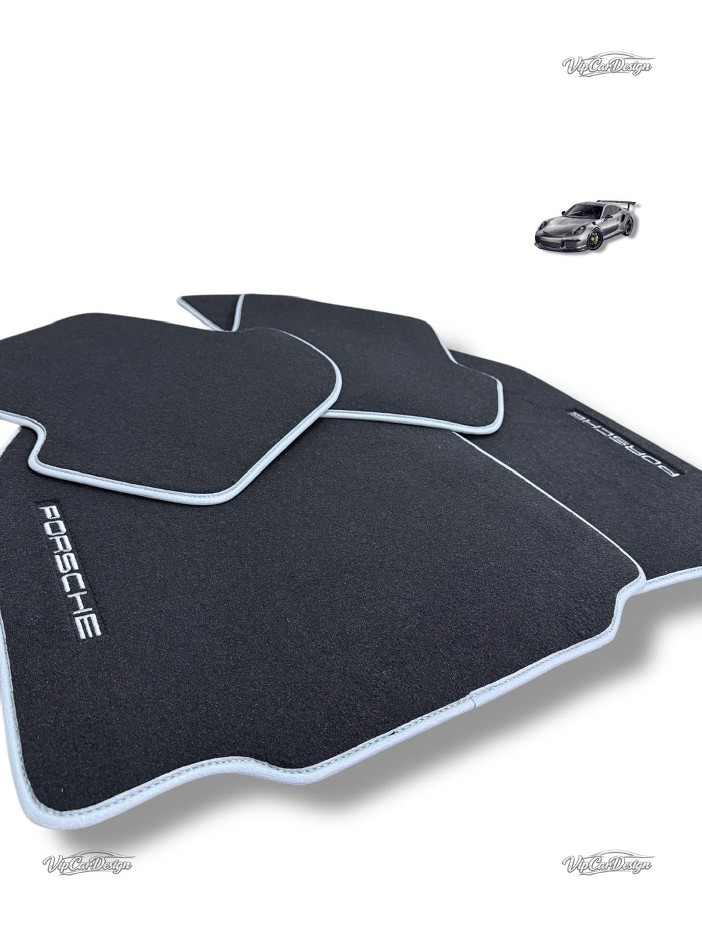 Porsche Panamera (2009-2016) Custom Fit Floor Mats - Logo Detail | VipCarDesign