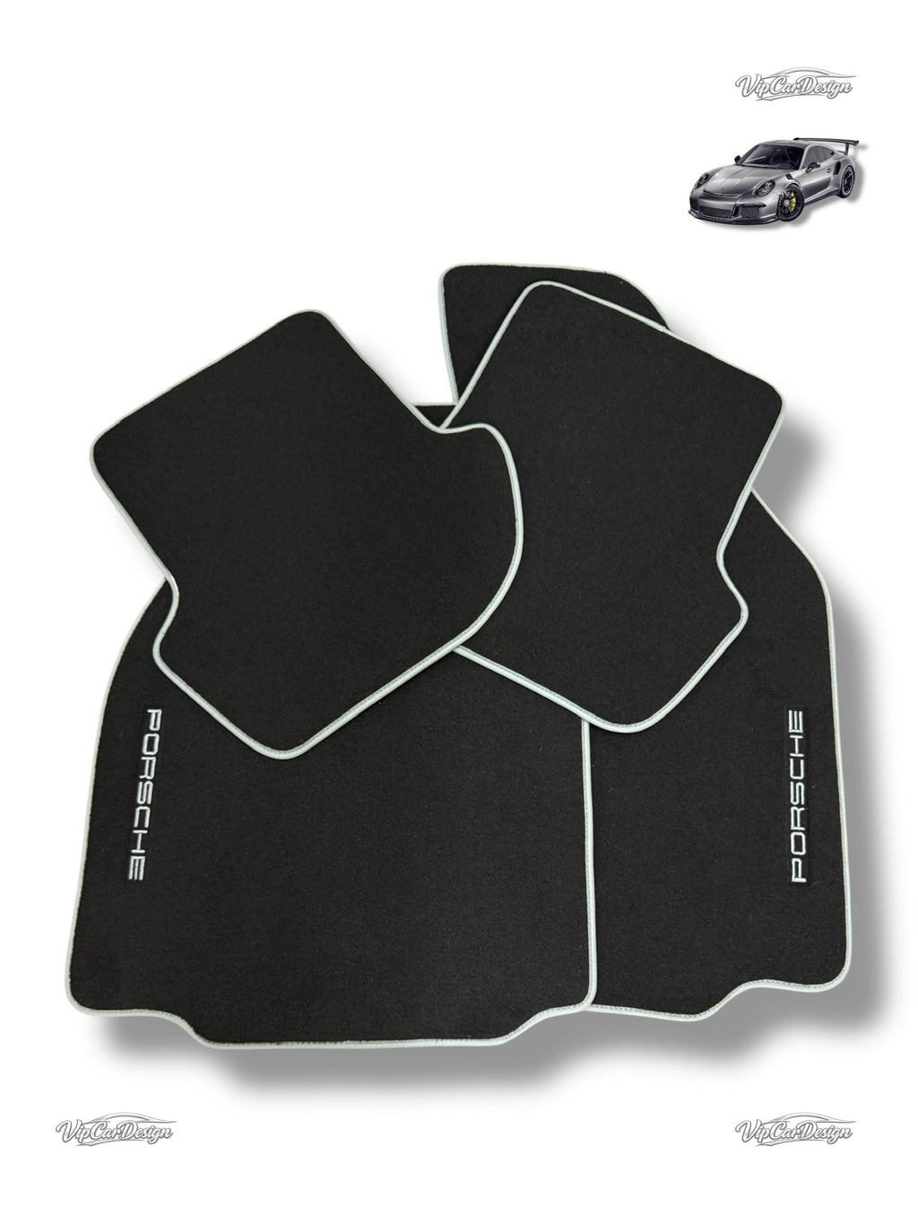 Porsche Cayenne (2010-2018) Custom Fit Floor Mats - Full Set Angled View | VipCarDesign