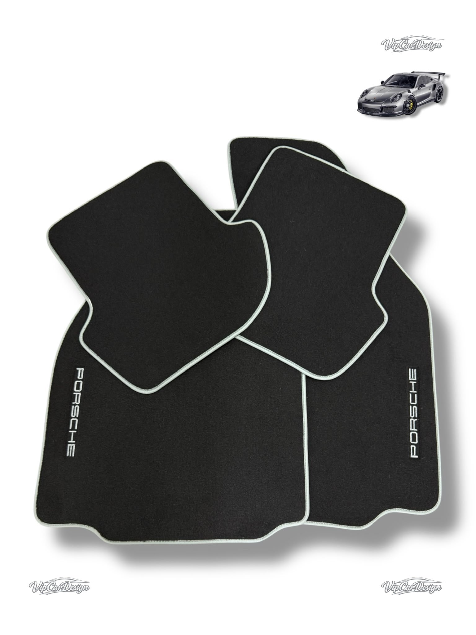 Porsche Macan (2014-2024) Custom Fit Floor Mats - Full Set Angled View | VipCarDesign