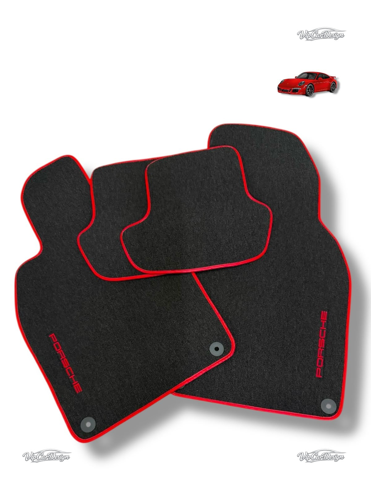 Porsche Taycan (2020-2025) Custom Fit Floor Mats - Stitching Detail | VipCarDesign