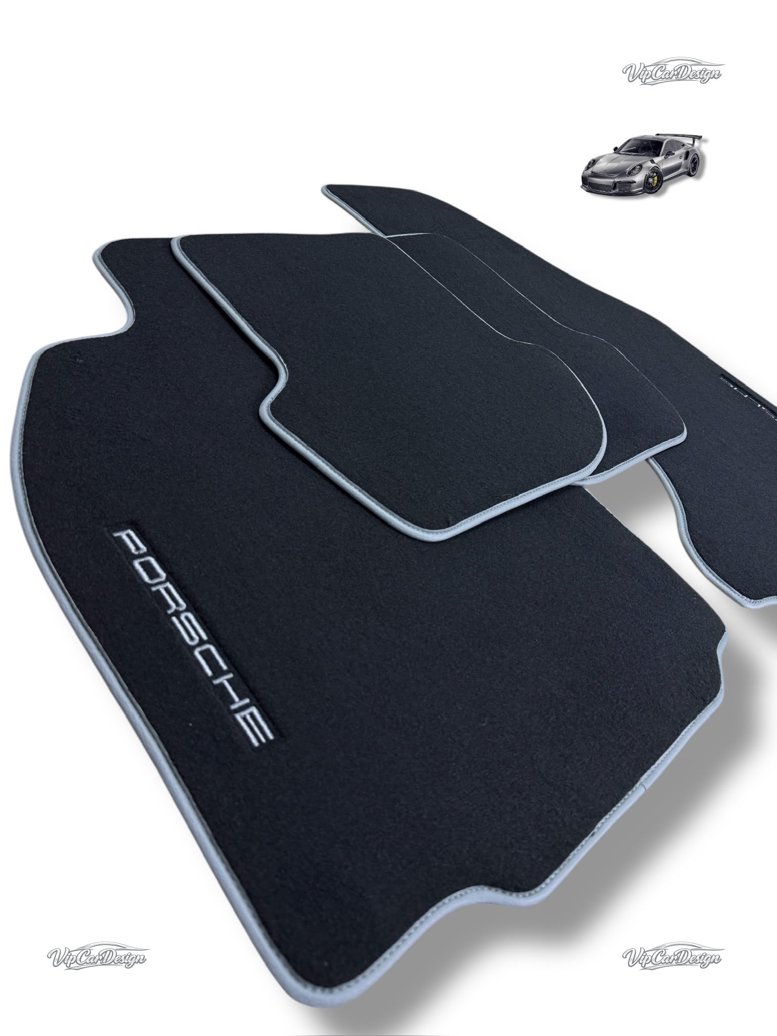 Porsche Cayenne (2010-2018) Custom Fit Floor Mats - Set Top View | VipCarDesign