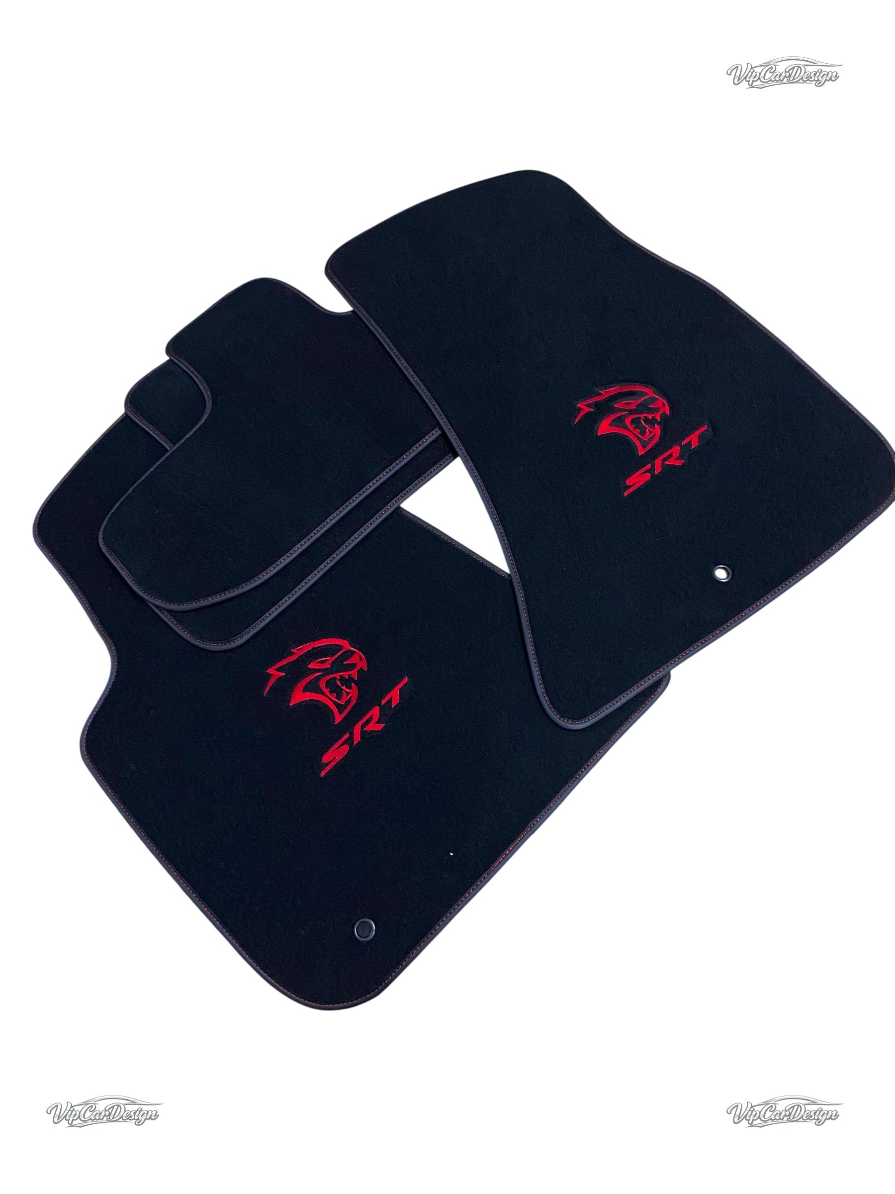 Dodge Challenger SRT Hellcat (2015-2023) Custom Fit Floor Mats SRT - SRT Logo Detail | VipCarDesign