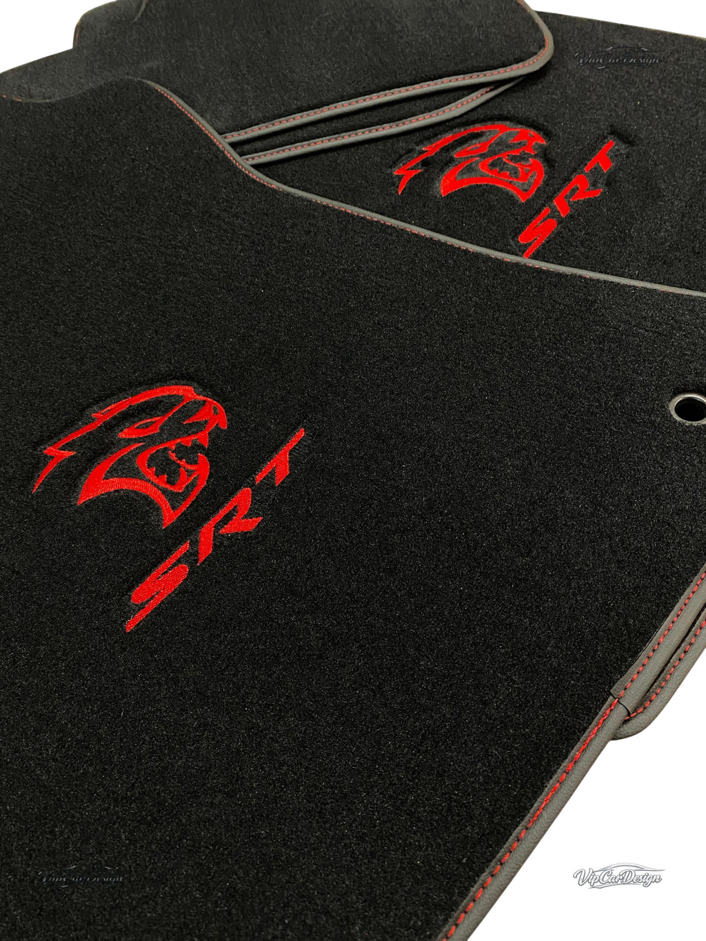 Dodge Challenger SRT Hellcat (2015-2023) Custom Fit Floor Mats SRT - Close-Up Texture | VipCarDesign