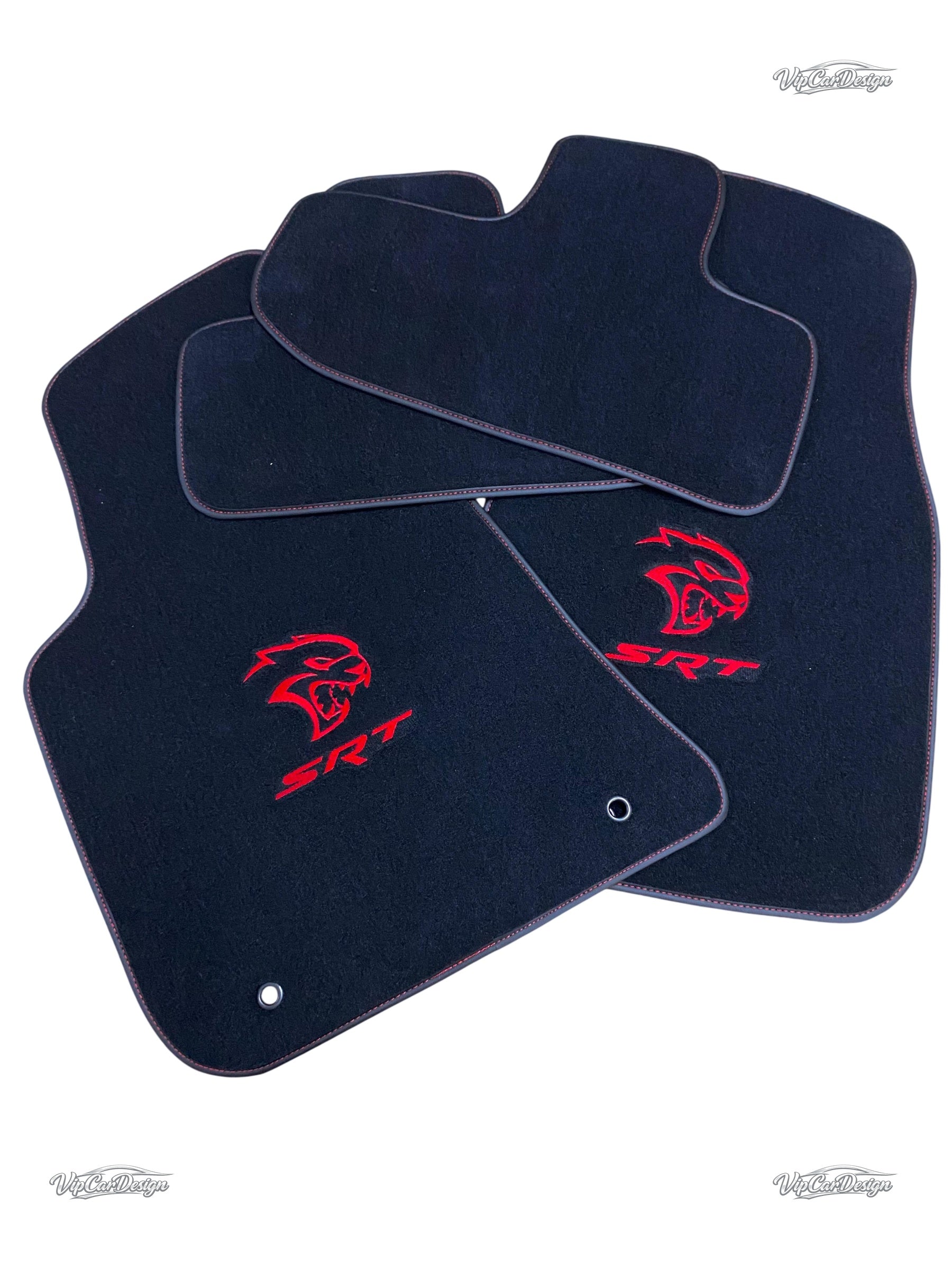 Dodge Challenger SRT Hellcat (2015-2023) Custom Fit Floor Mats SRT - Premium Velour Detail | VipCarDesign