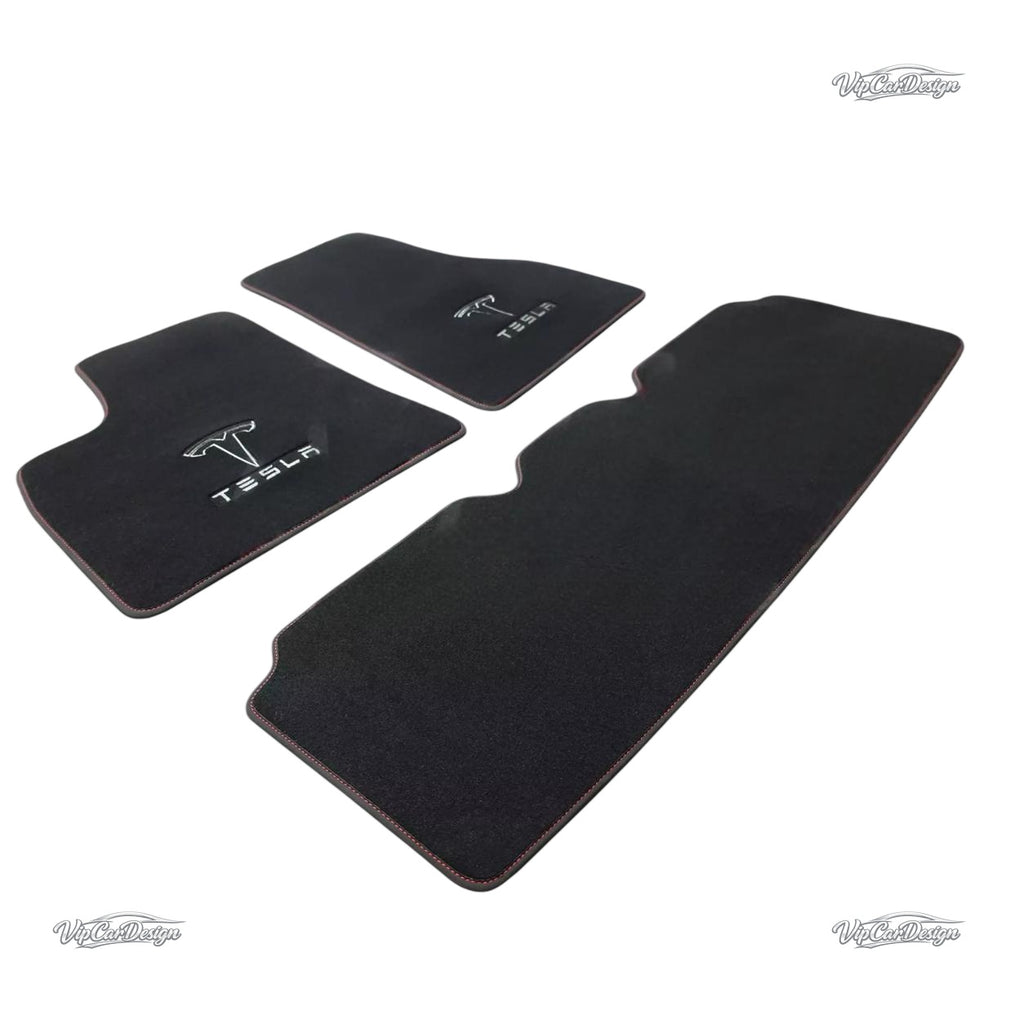 Tesla Model 3 (2017-2025) Custom Fit Floor Mats - Complete Set Overview | VipCarDesign