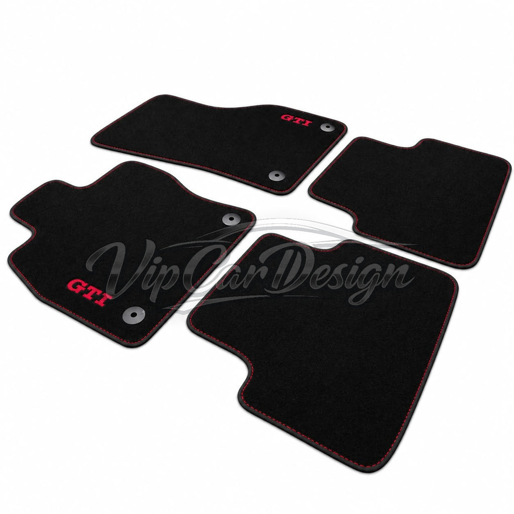 Volkswagen Golf 2 (1983-1992) Custom Fit Floor Mats GTI Logo - Full Set Angled View | VipCarDesign