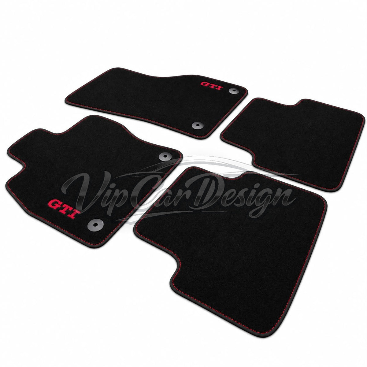 Volkswagen Golf 2 (1983-1992) Custom Fit Floor Mats GTI Logo - Full Set Angled View | VipCarDesign