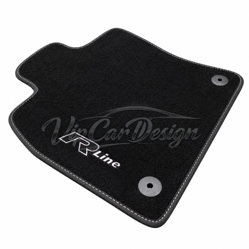 Volkswagen Cross Polo (2002-2009) Custom Fit Floor Mats R-Line Logo - Logo Embroidery Detail | VipCarDesign