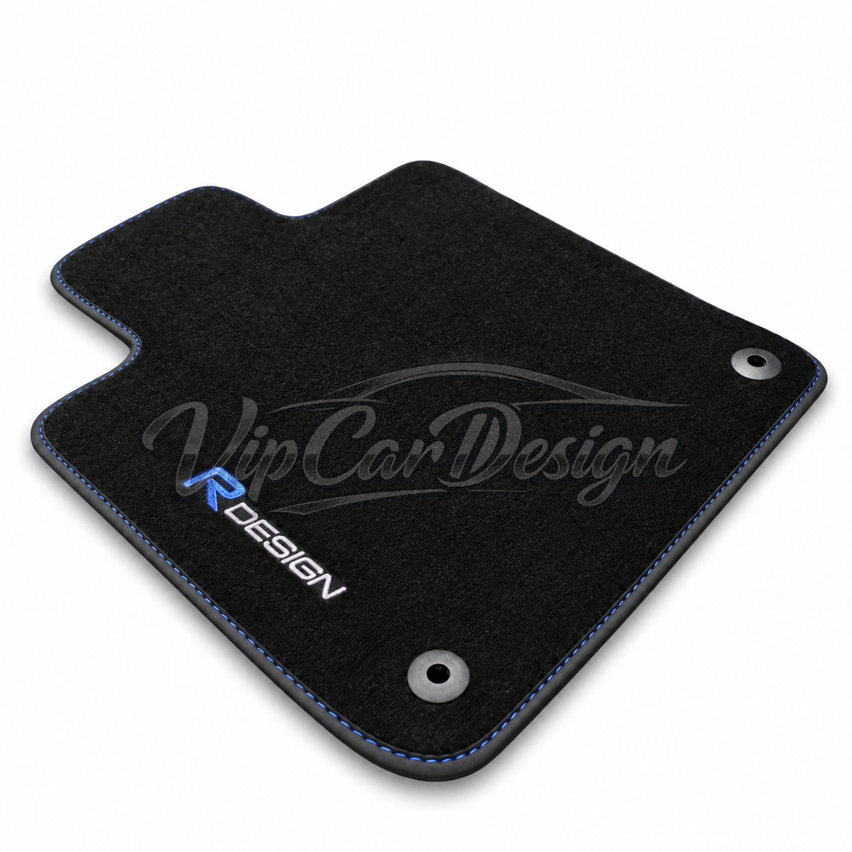 Volvo C40 2021 and After Custom Fit Velour Floor Mats - R-Design Logo - Driver Mat Close-Up | VipCarDesign