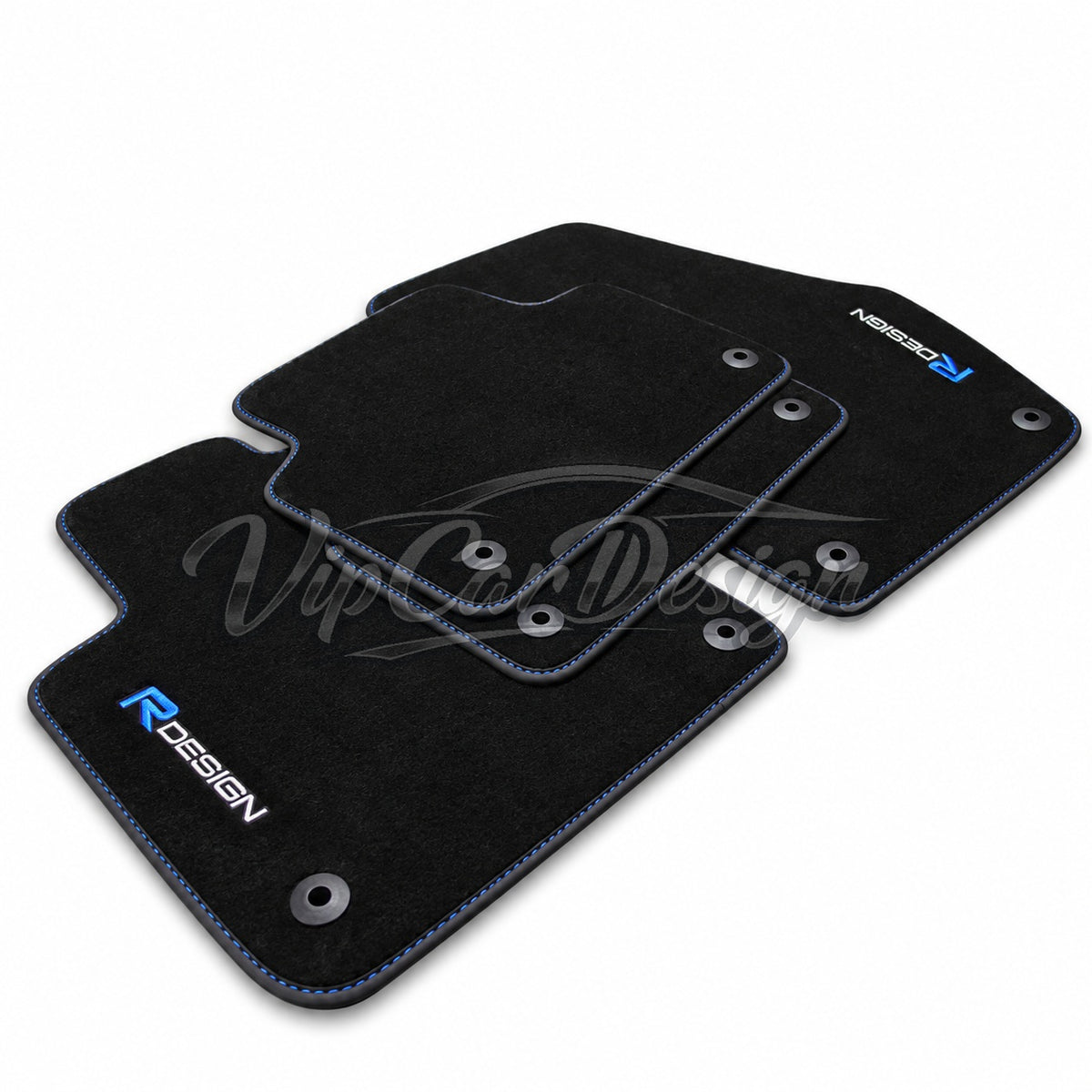 Volvo C40 2021 and After Custom Fit Velour Floor Mats - R-Design Logo - Complete Set Overview | VipCarDesign